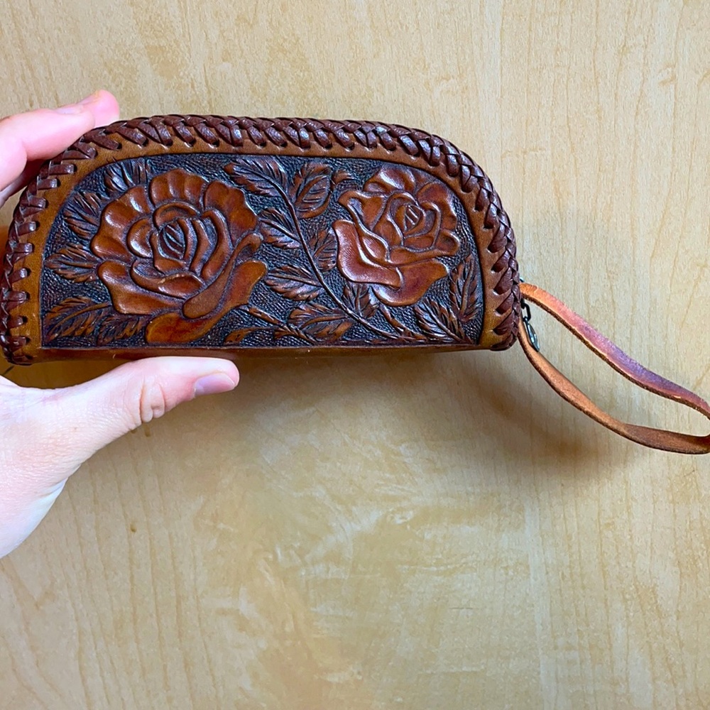 Real leather clutch